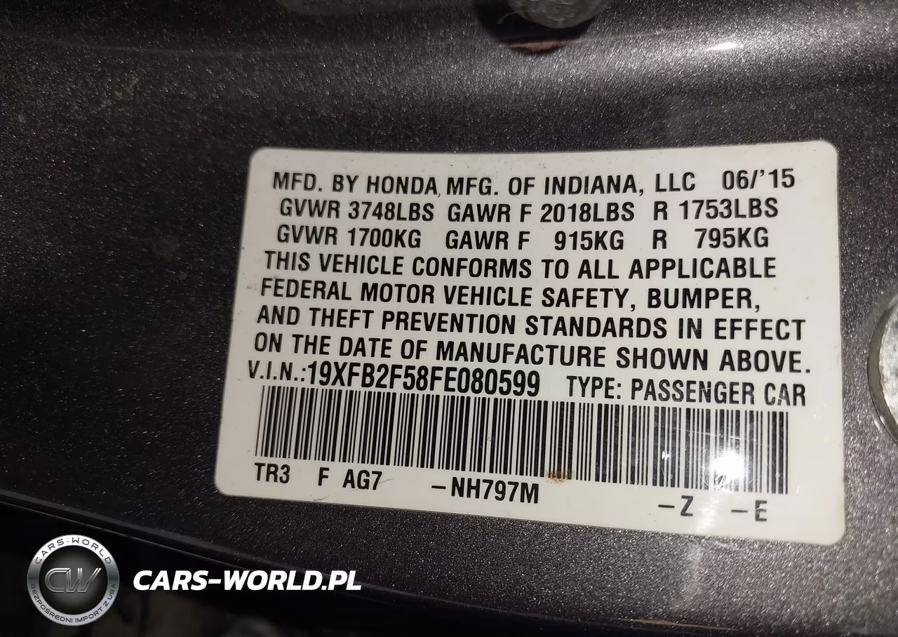 2015 Honda Civic Lx VIN:19XFB2F58FE080599 - 9