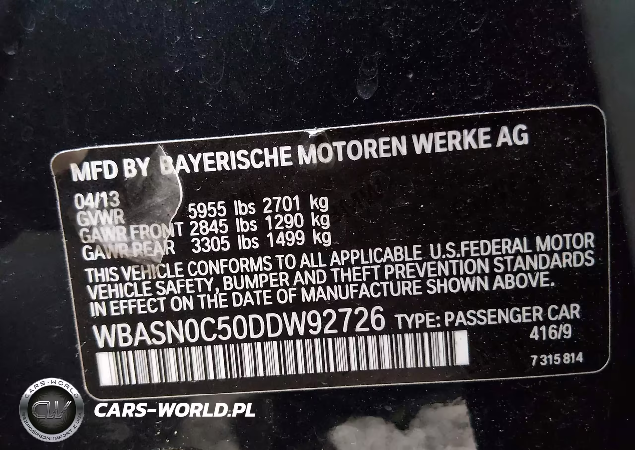 2013 BMW 550I Gran Turismo VIN:WBASN0C50DDW92726 - 9