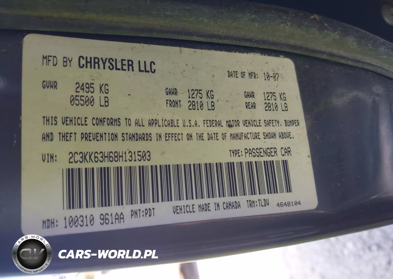 2008 Chrysler 300C VIN:2C3KK63H68H131503 - 9