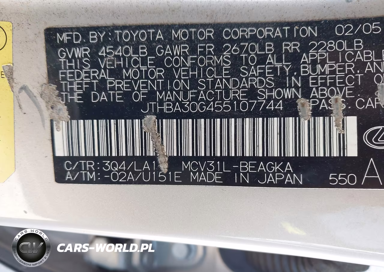 2005 Lexus Es 330 VIN:JTHBA30G455107744 - 9