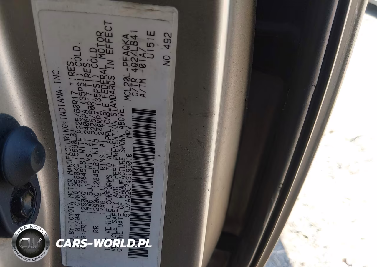 2004 Toyota Sienna Xle VIN:5TDZA22C74S195010 - 9