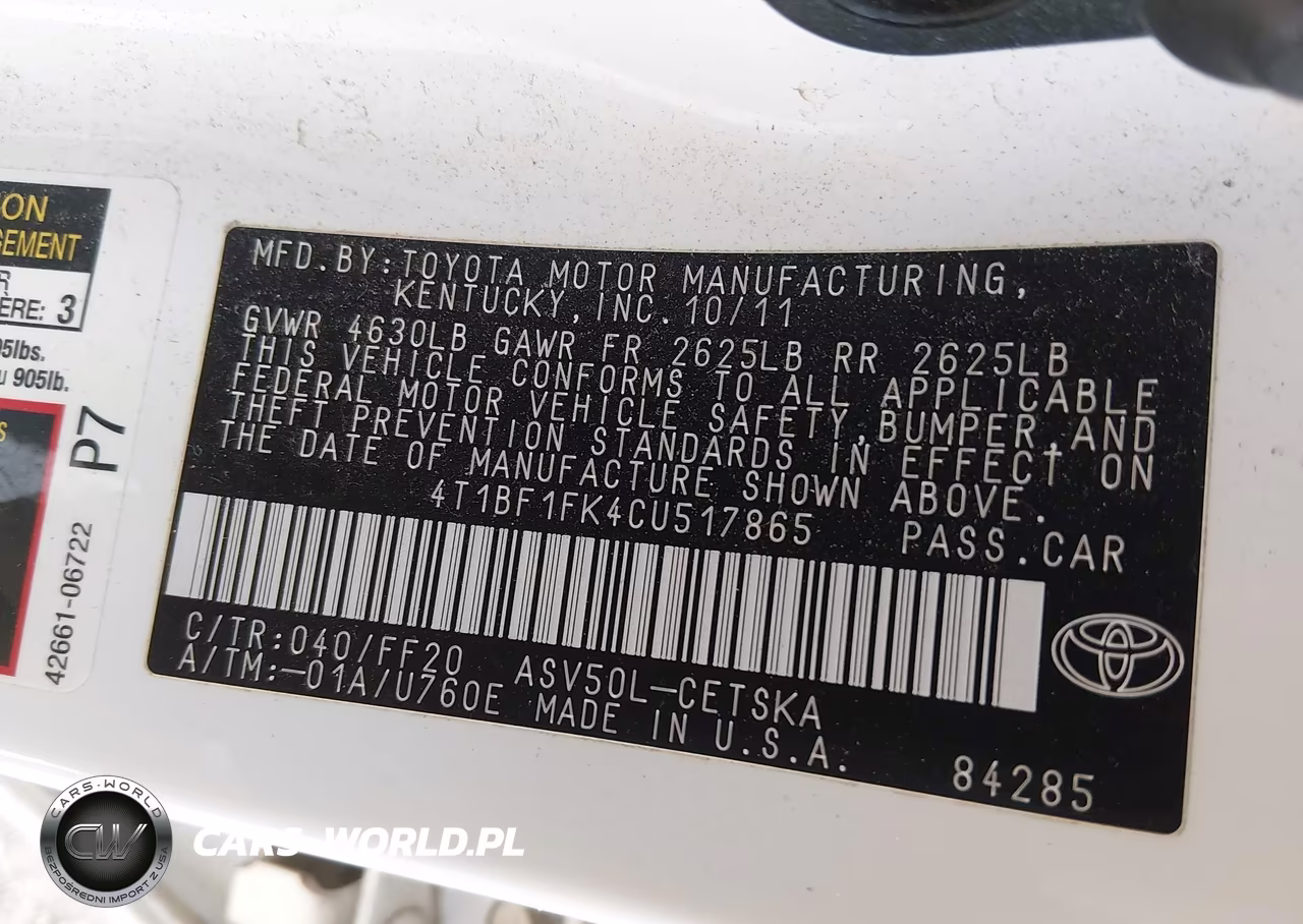 2012 Toyota Camry Se VIN:4T1BF1FK4CU517865 - 9