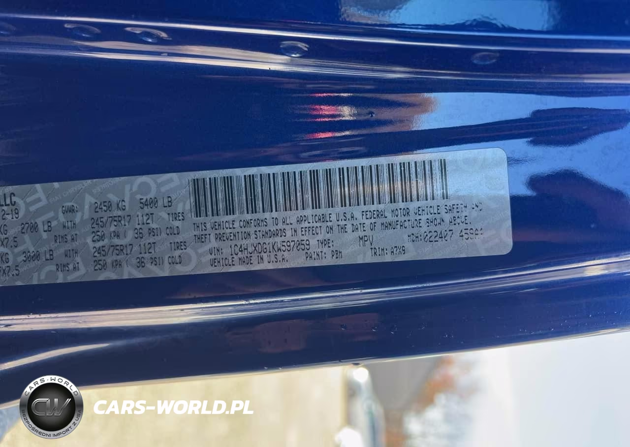 2019 Jeep Wrangler Unlimited Sport VIN:1C4HJXDG1KW597059 - 9