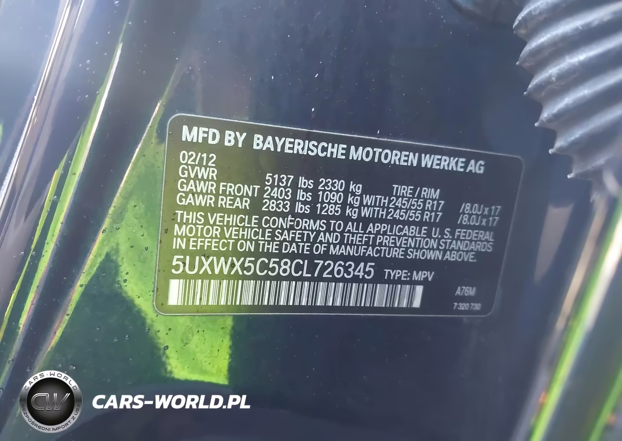 2012 BMW X3 xDrive28I VIN:5UXWX5C58CL726345 - 9