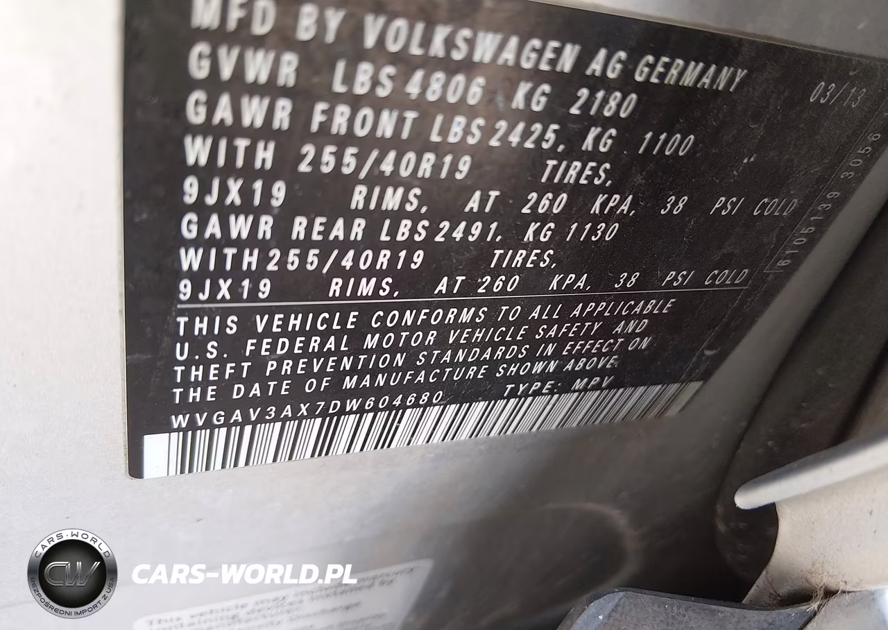 2013 Volkswagen Tiguan Sel VIN:WVGAV3AX7DW604680 - 9