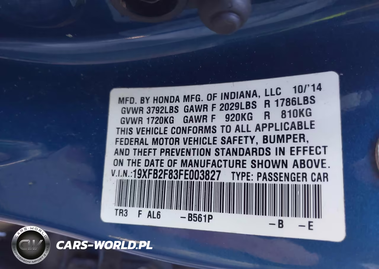 2015 Honda Civic Ex VIN:19XFB2F83FE003827 - 9