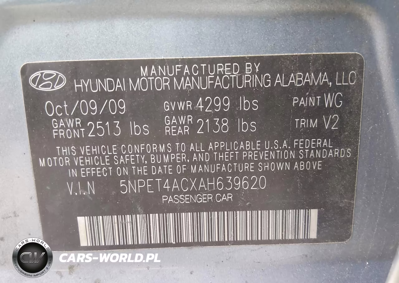 2010 Hyundai Sonata Gls VIN:5NPET4ACXAH639620 - 9
