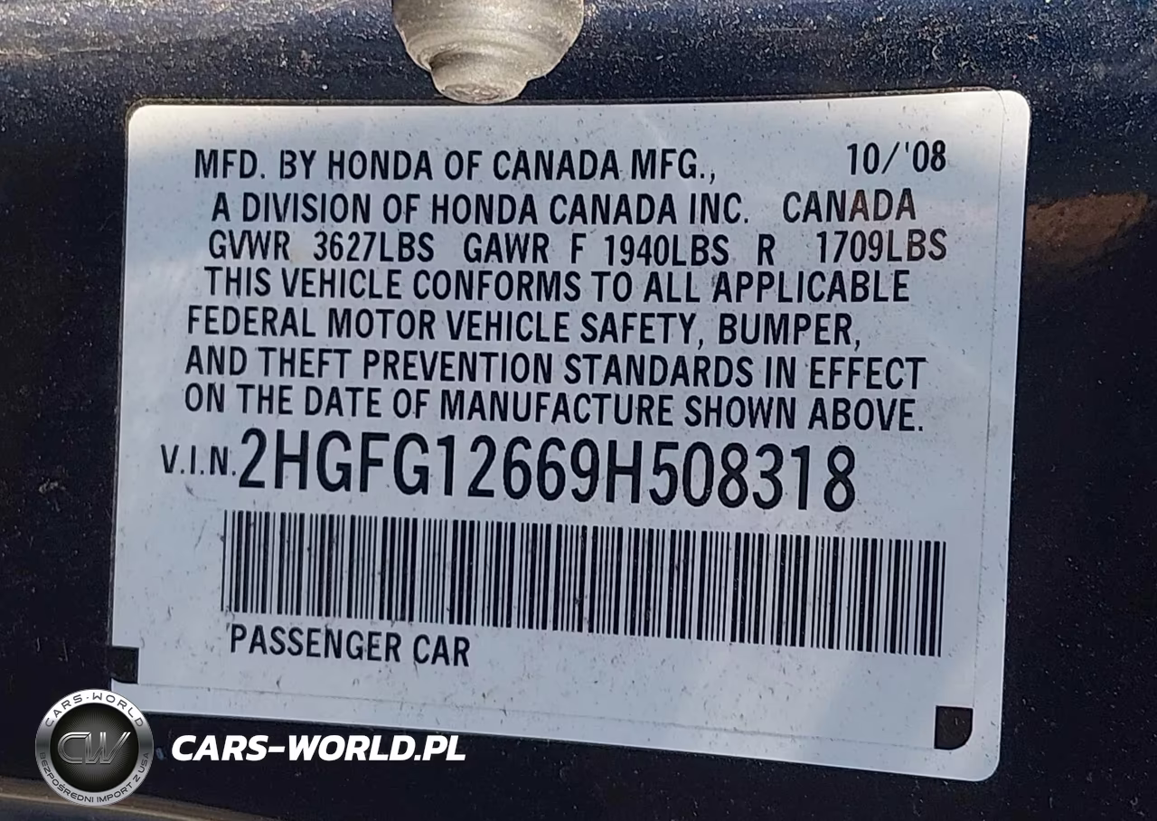 2009 Honda Civic Lx VIN:2HGFG12669H508318 - 9