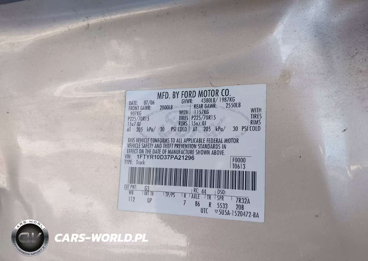 2007 Ford Ranger Stx-Xl-Xlt VIN:1FTYR10D37PA21296 - 9