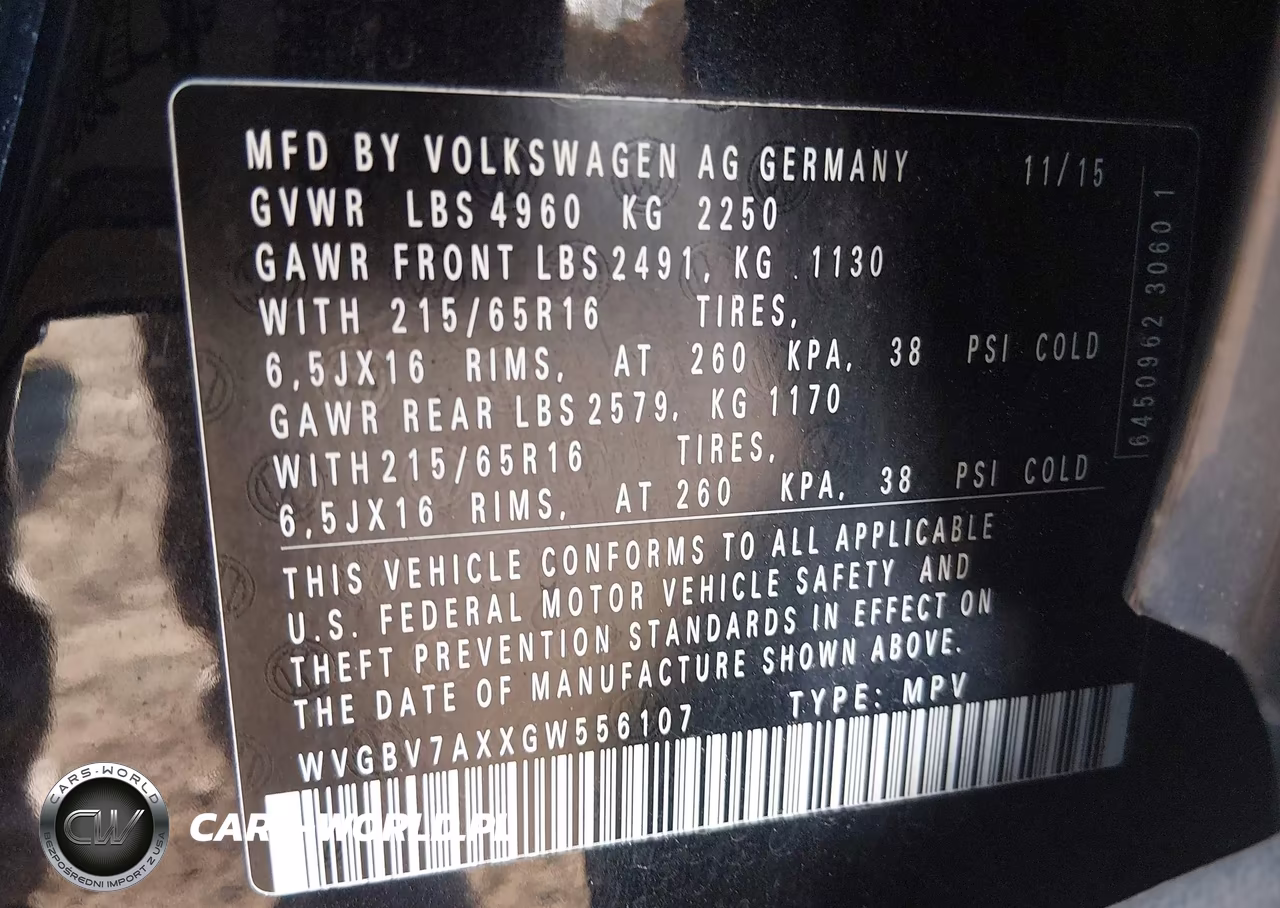 2016 Volkswagen Tiguan S VIN:WVGBV7AXXGW556107 - 9
