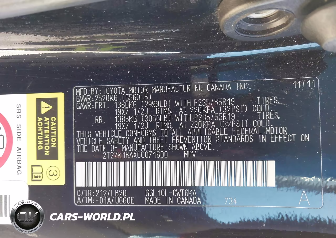 2012 Lexus Rx 350 VIN:2T2ZK1BAXCC071600 - 9