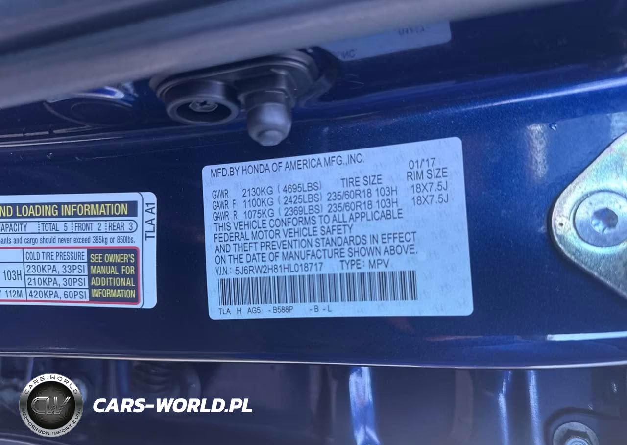 2017 Honda Cr-V Ex-L-Ex-L Navi VIN:5J6RW2H81HL018717 - 9