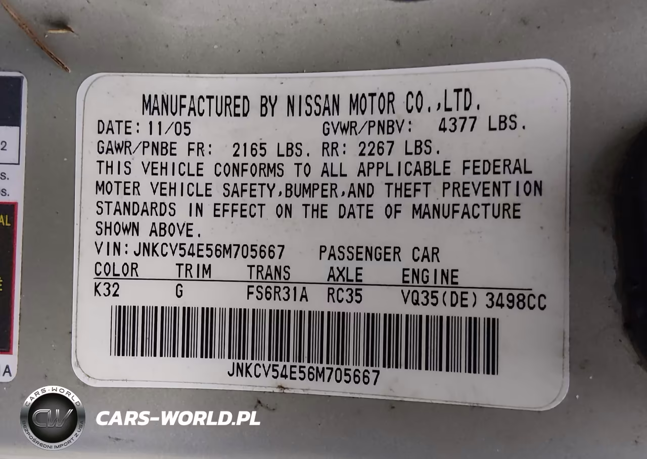 2006 Infiniti G35 VIN:JNKCV54E56M705667 - 9