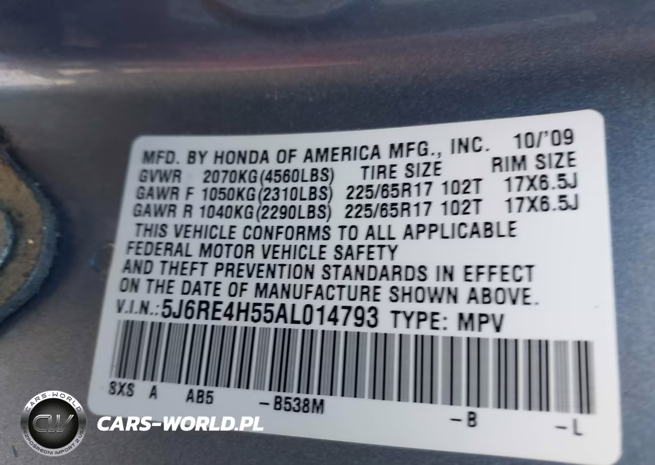 2010 Honda Cr-V Ex VIN:5J6RE4H55AL014793 - 9