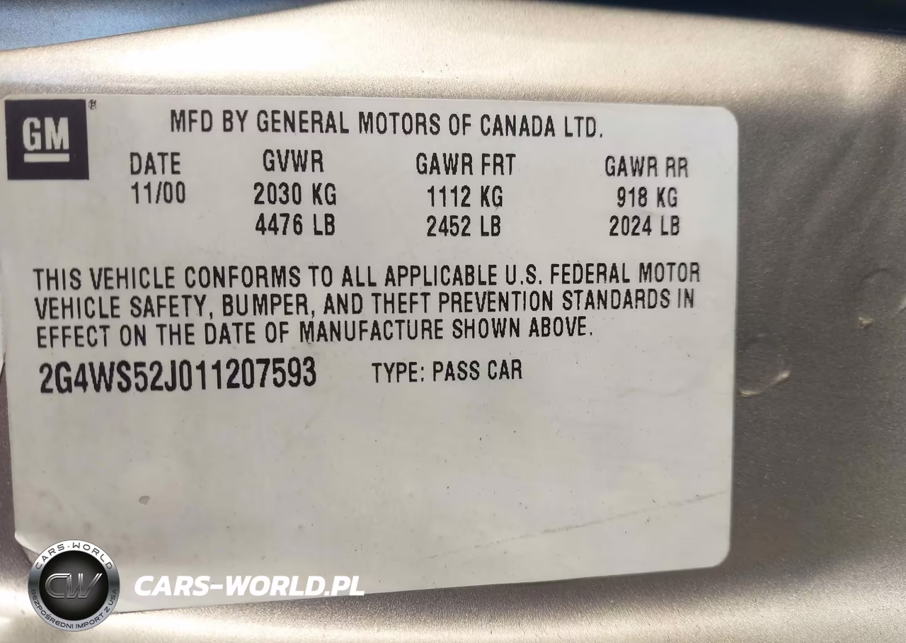2001 Buick Century Custom VIN:2G4WS52J011207593 - 9