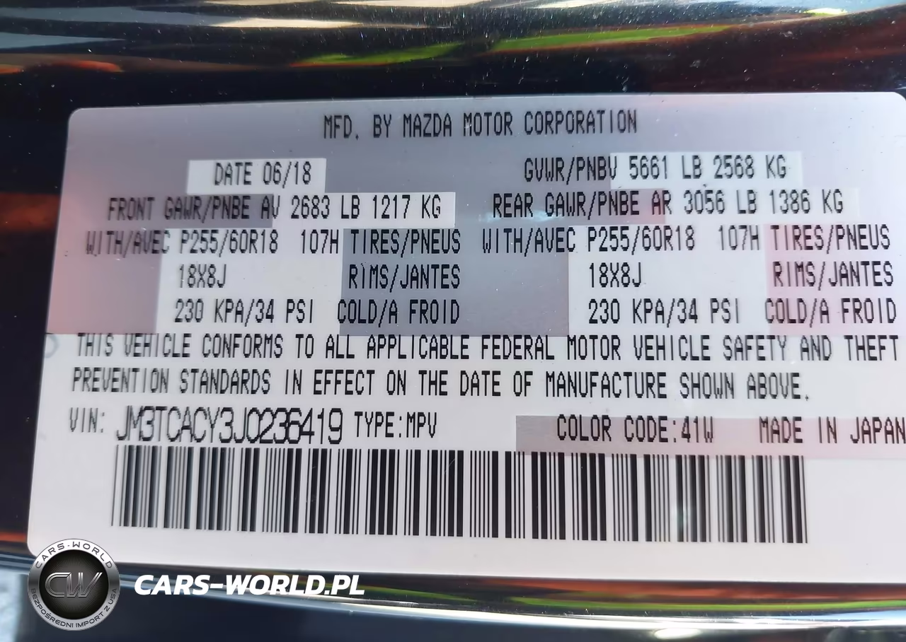 2018 Mazda Cx-9 Touring VIN:JM3TCACY3J0236419 - 9