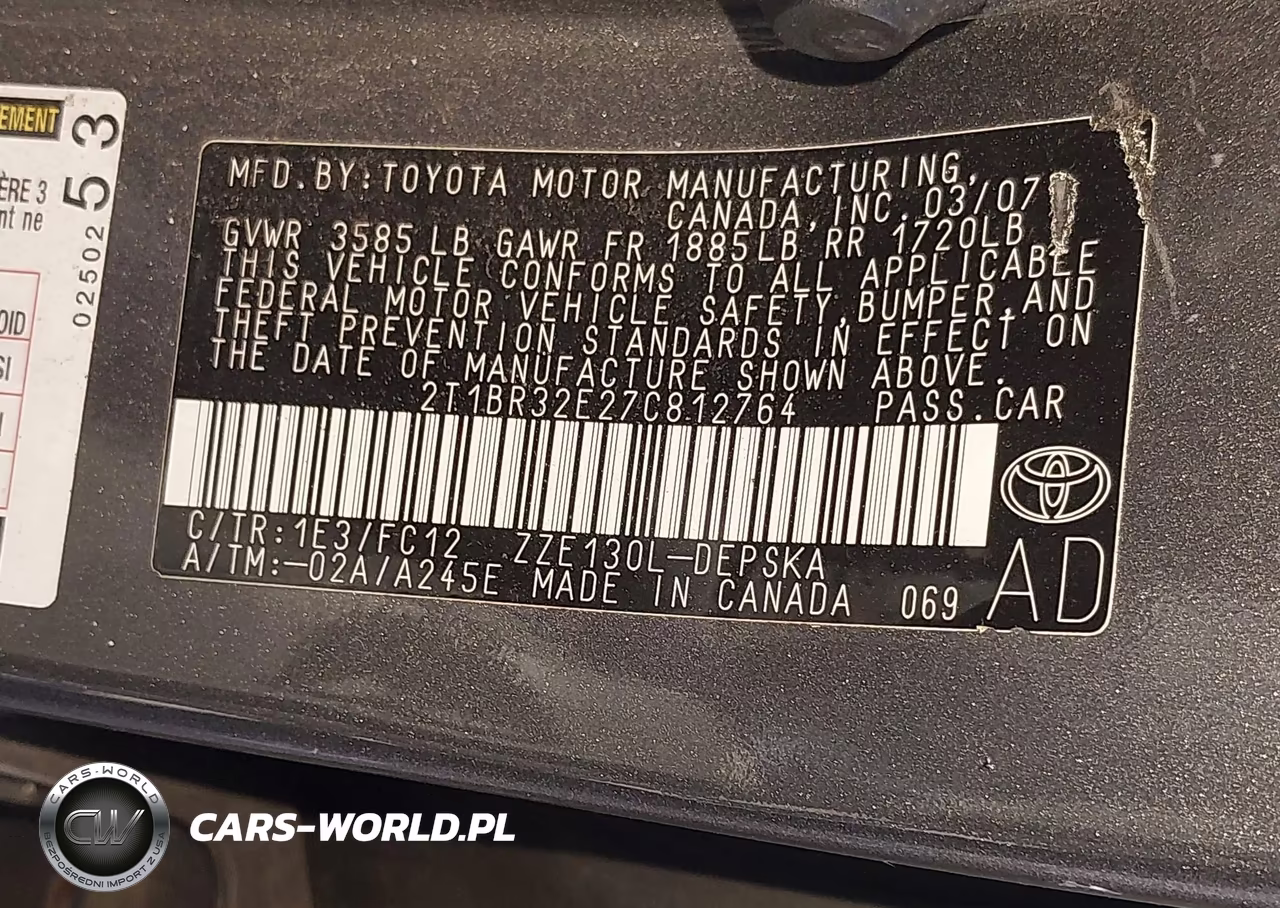 2007 Toyota Corolla S VIN:2T1BR32E27C812764 - 9