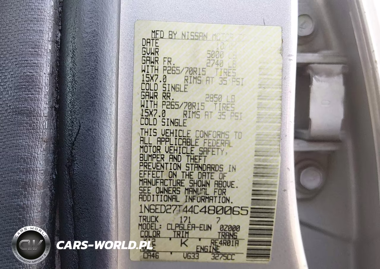 2004 Nissan Frontier Xe-V6 VIN:1N6ED27T44C480065 - 9