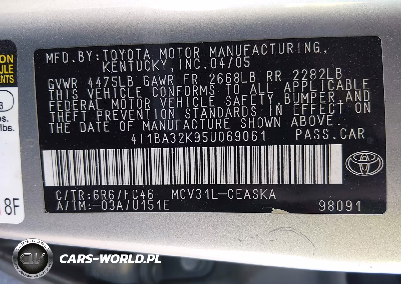 2005 Toyota Camry Se V6 VIN:4T1BA32K95U069061 - 8
