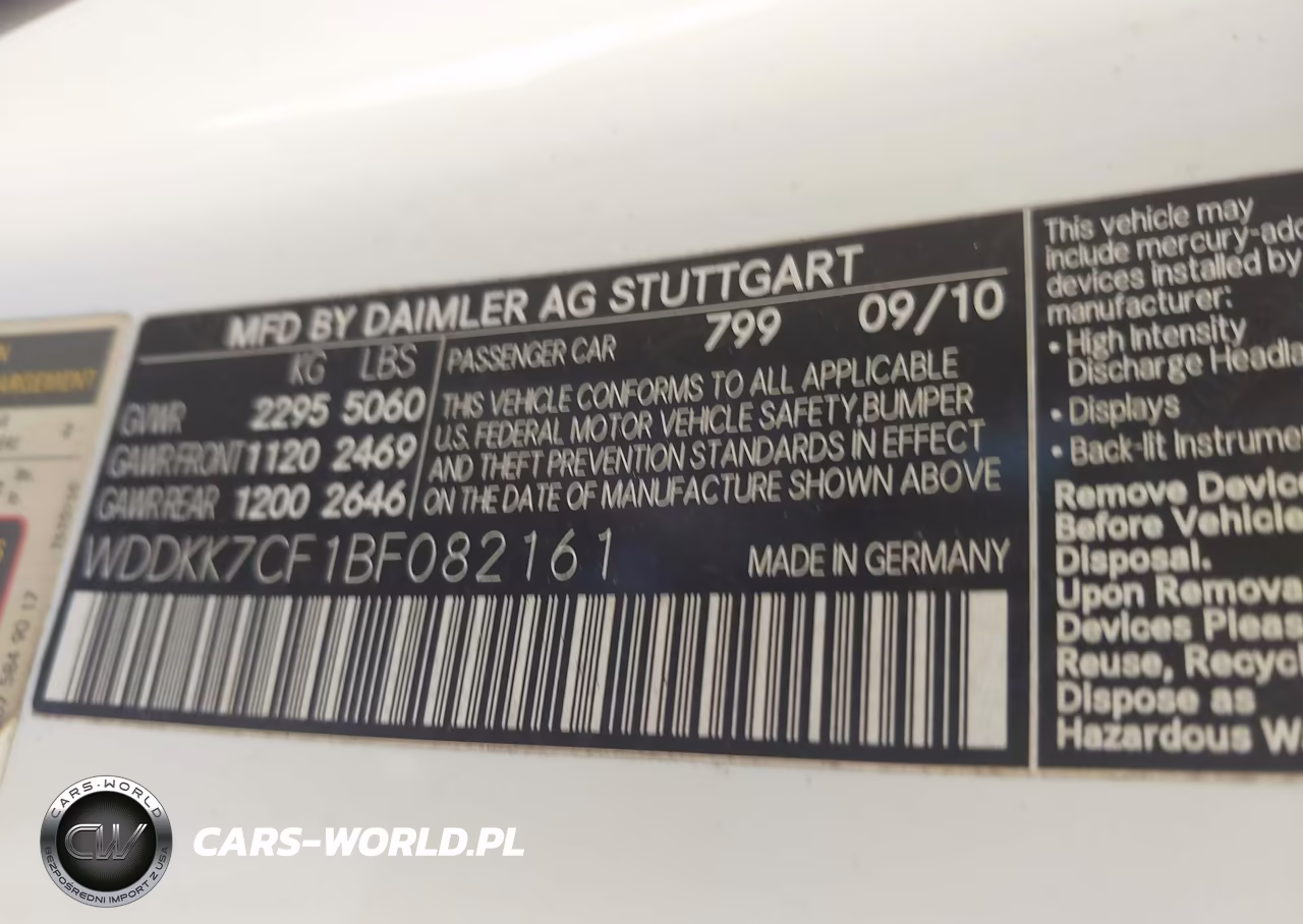 2011 Mercedes-Benz E 550 VIN:WDDKK7CF1BF082161 - 9