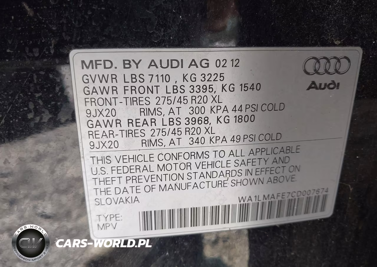 2012 Audi Q7 3.0 Tdi Premium VIN:WA1LMAFE7CD007674 - 9