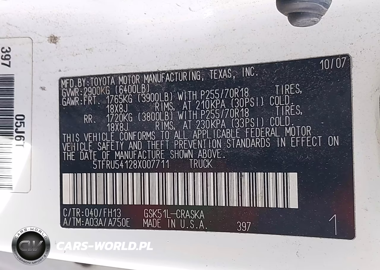 2008 Toyota Tundra Base V6 VIN:5TFRU54128X007711 - 9