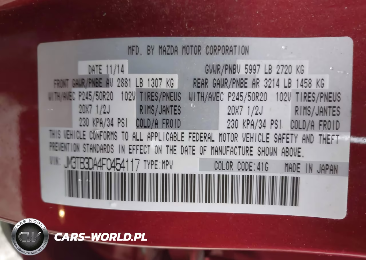 2015 Mazda Cx-9 Grand Touring VIN:JM3TB3DA4F0454117 - 9