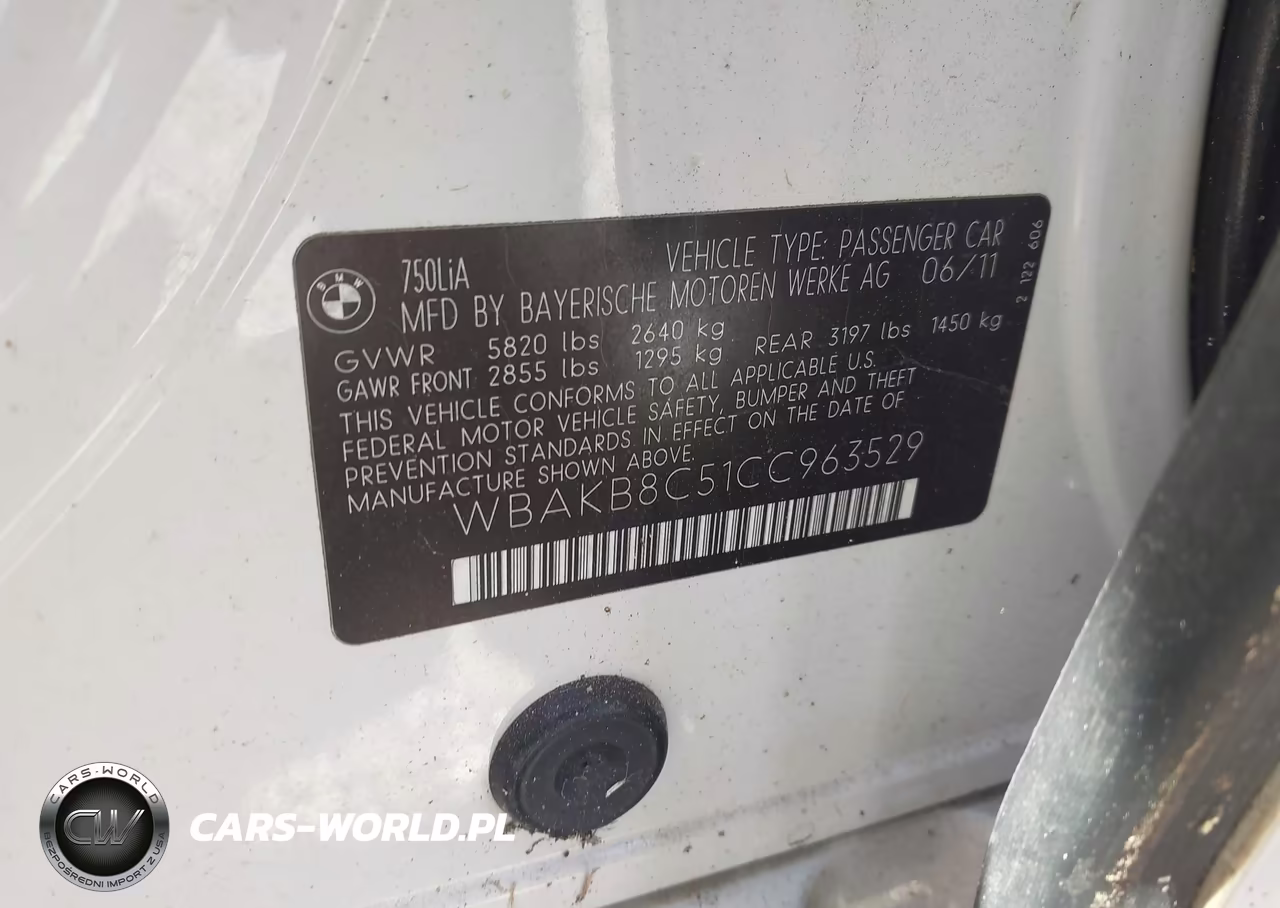 2012 BMW 750Li VIN:WBAKB8C51CC963529 - 9