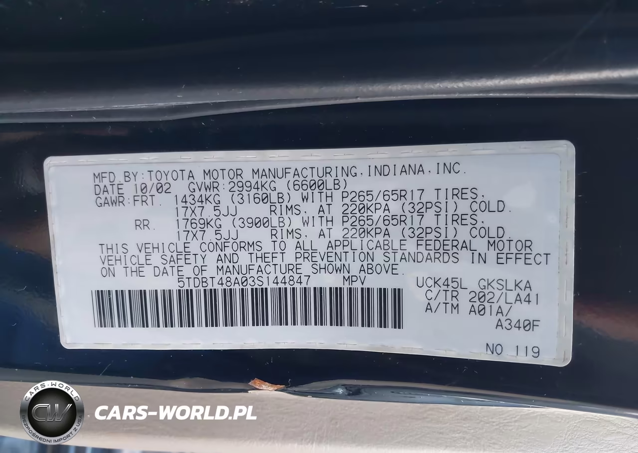 2003 Toyota Sequoia Limited V8 VIN:5TDBT48A03S144847 - 9