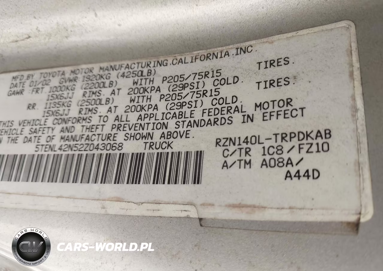 2002 Toyota Tacoma VIN:5TENL42N52Z043068 - 9