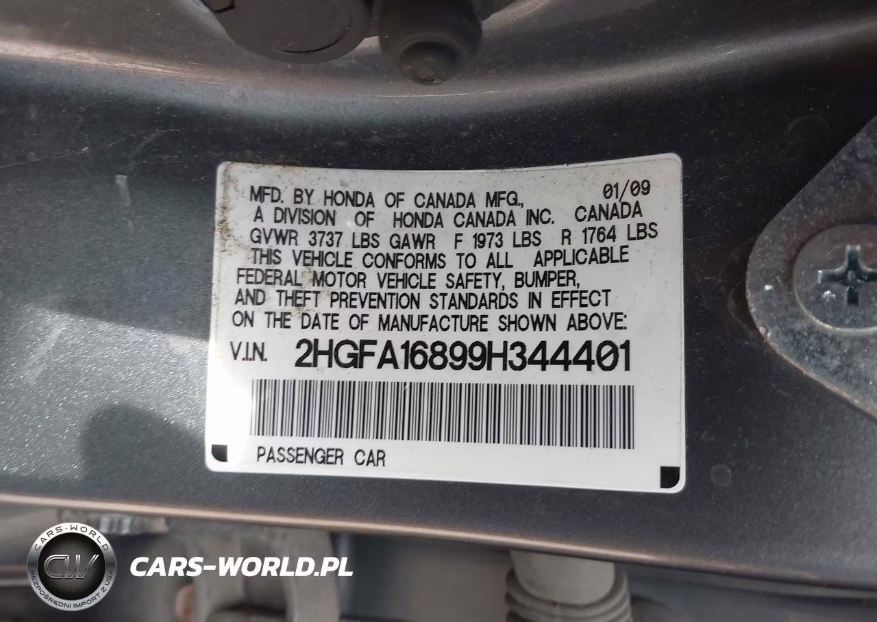 2009 Honda Civic Ex VIN:2HGFA16899H344401 - 9