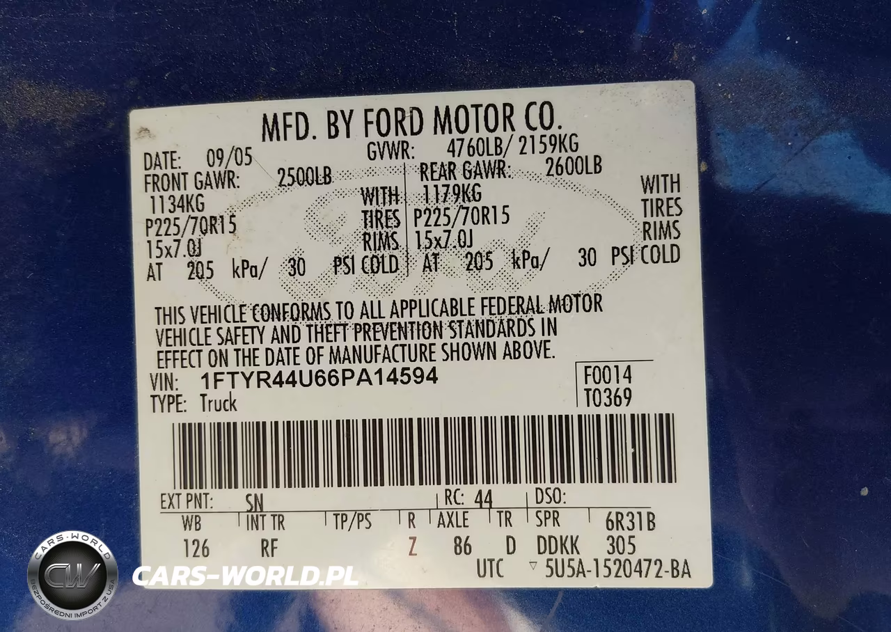 2006 Ford Ranger Sport-Stx-Xlt VIN:1FTYR44U66PA14594 - 9