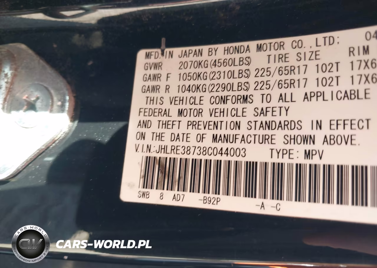 2008 Honda Cr-V Ex-L VIN:JHLRE38738C044003 - 9