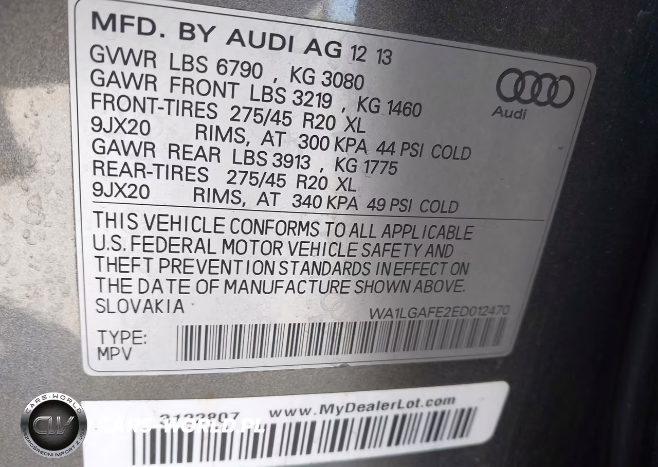 2014 Audi Q7 3.0T Premium VIN:WA1LGAFE2ED012470 - 9