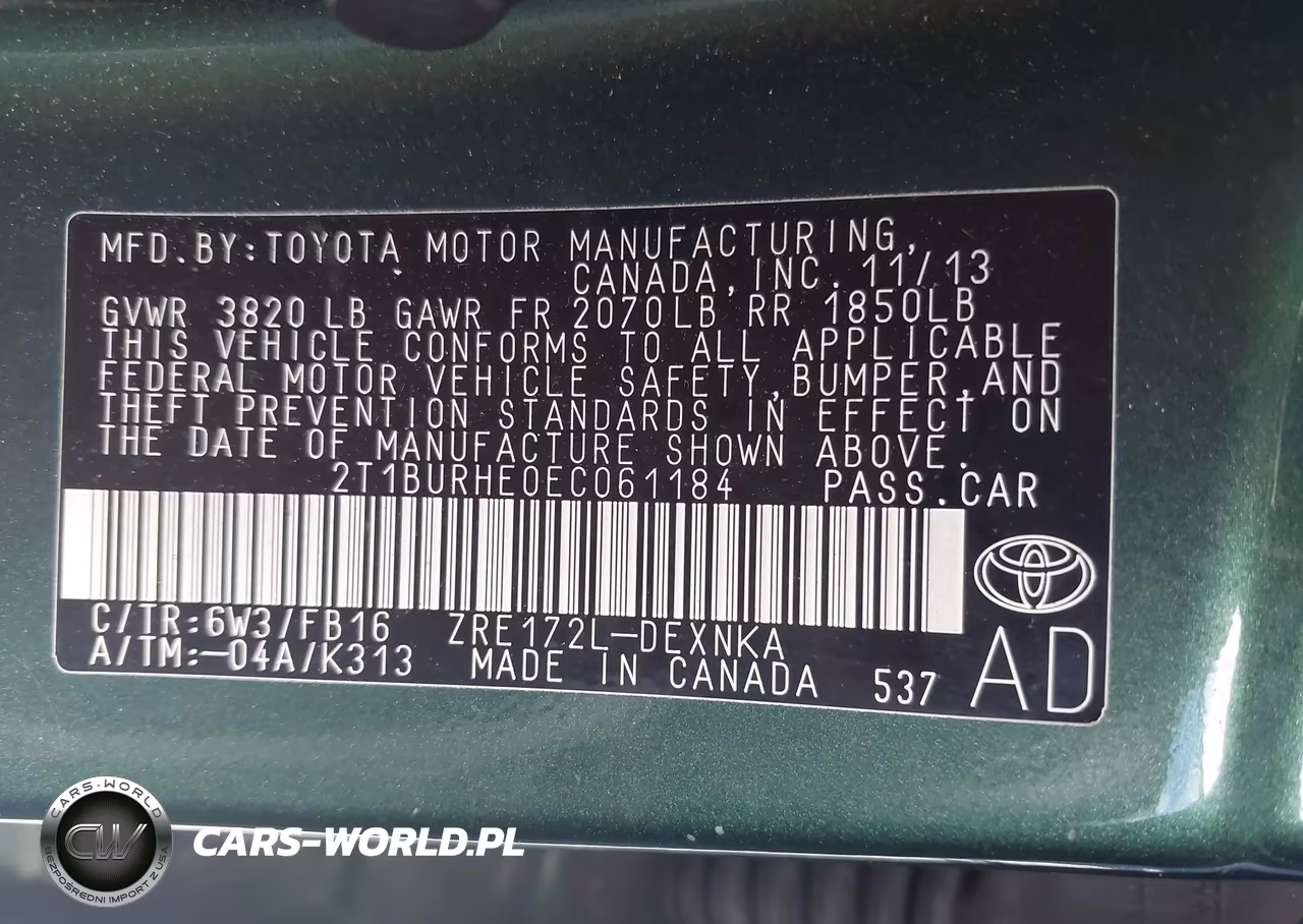 2014 Toyota Corolla Le VIN:2T1BURHE0EC061184 - 9