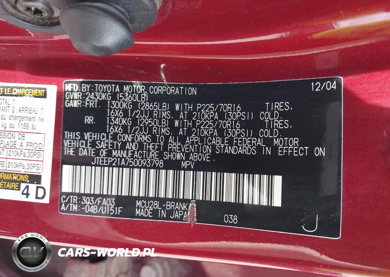 2005 Toyota Highlander V6 VIN:JTEEP21A750093798 - 9