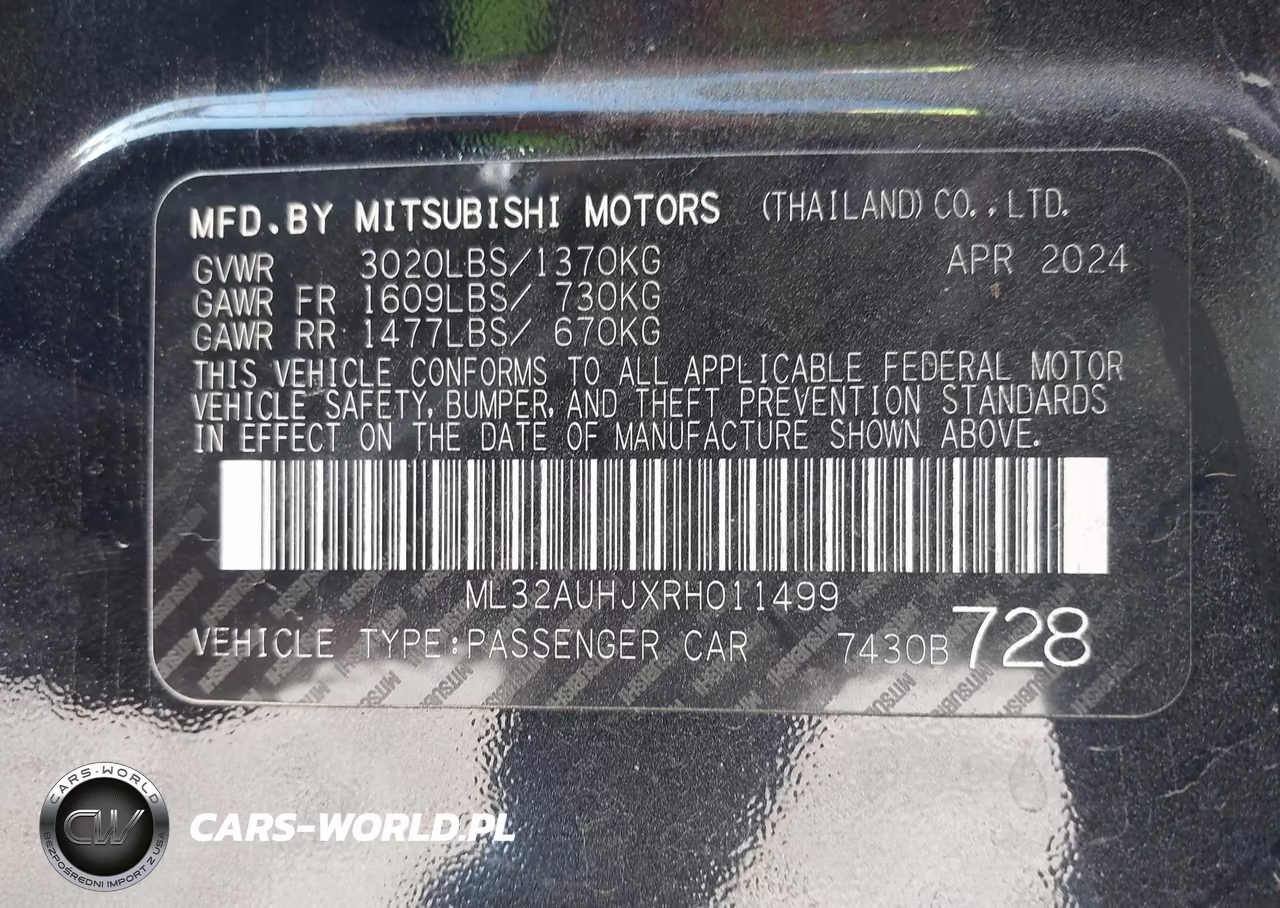 2024 Mitsubishi Mirage Es-Le VIN:ML32AUHJXRH011499 - 9