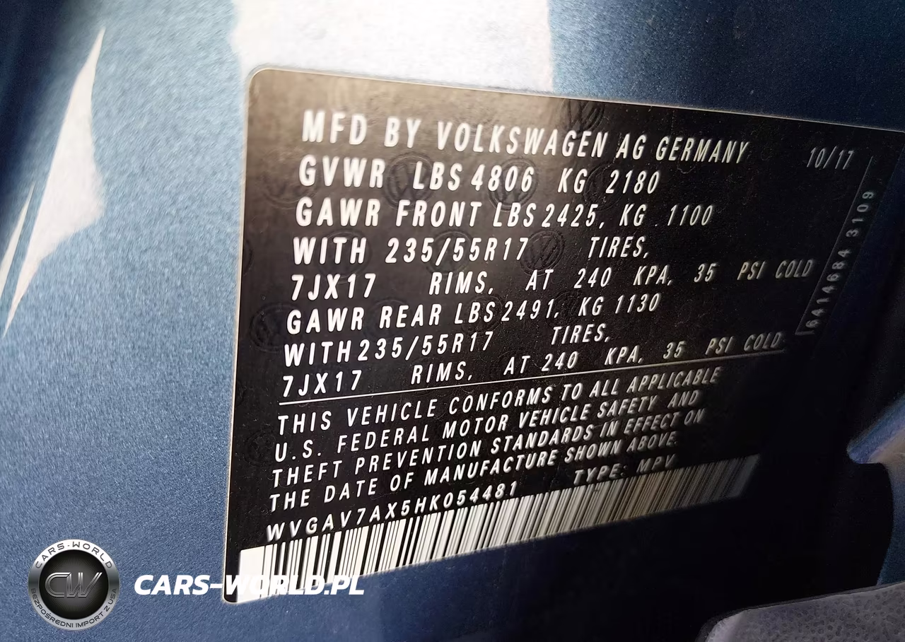 2017 Volkswagen Tiguan 2.0T-2.0T S VIN:WVGAV7AX5HK054481 - 9