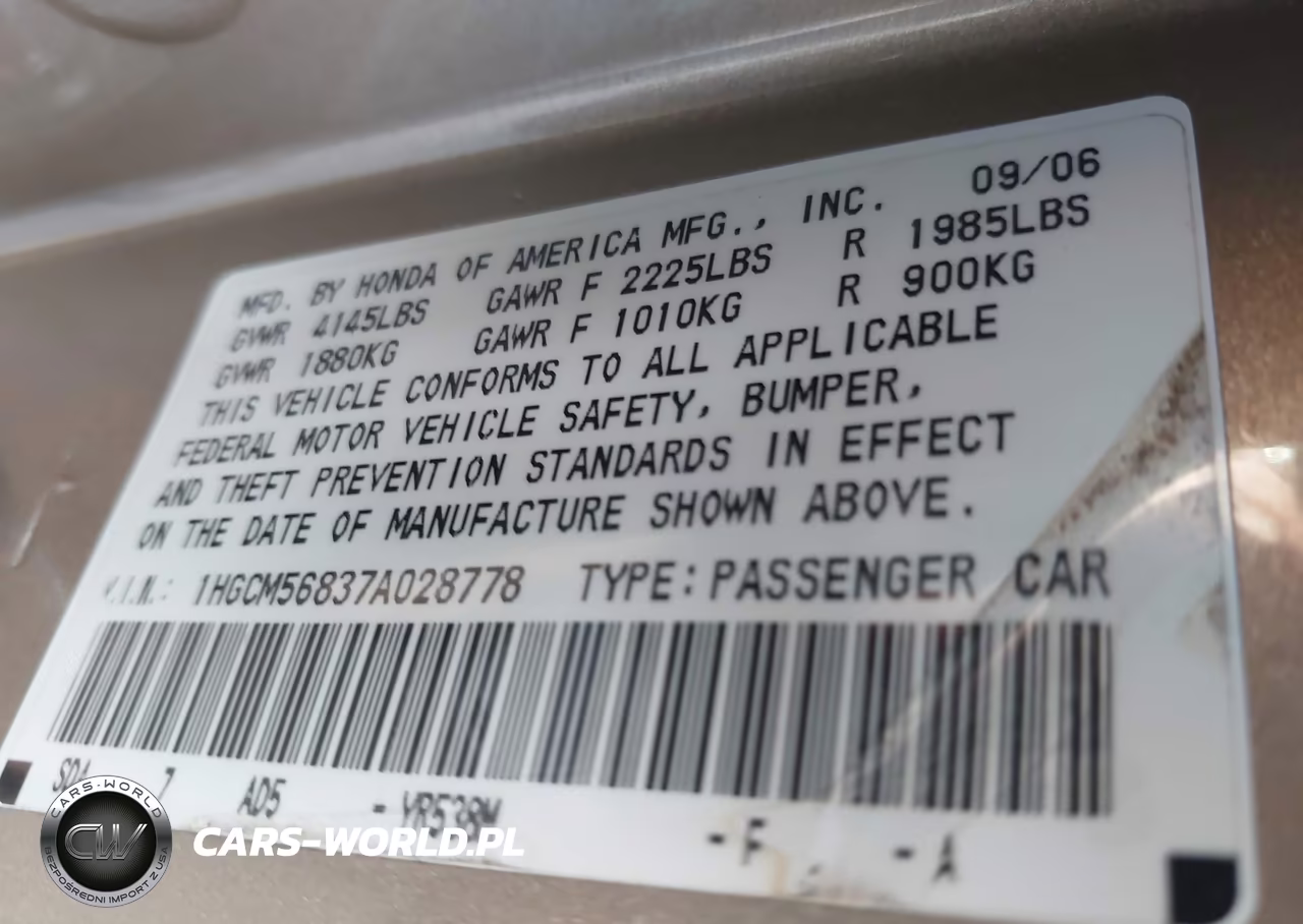 2007 Honda Accord 2.4 Ex VIN:1HGCM56837A028778 - 9
