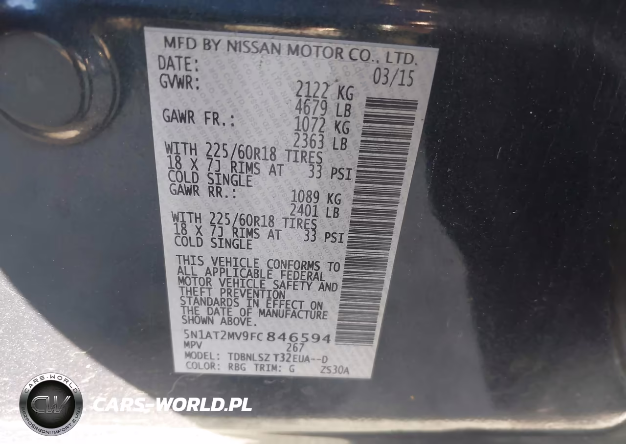 2015 Nissan Rogue Sl VIN:5N1AT2MV9FC846594 - 9