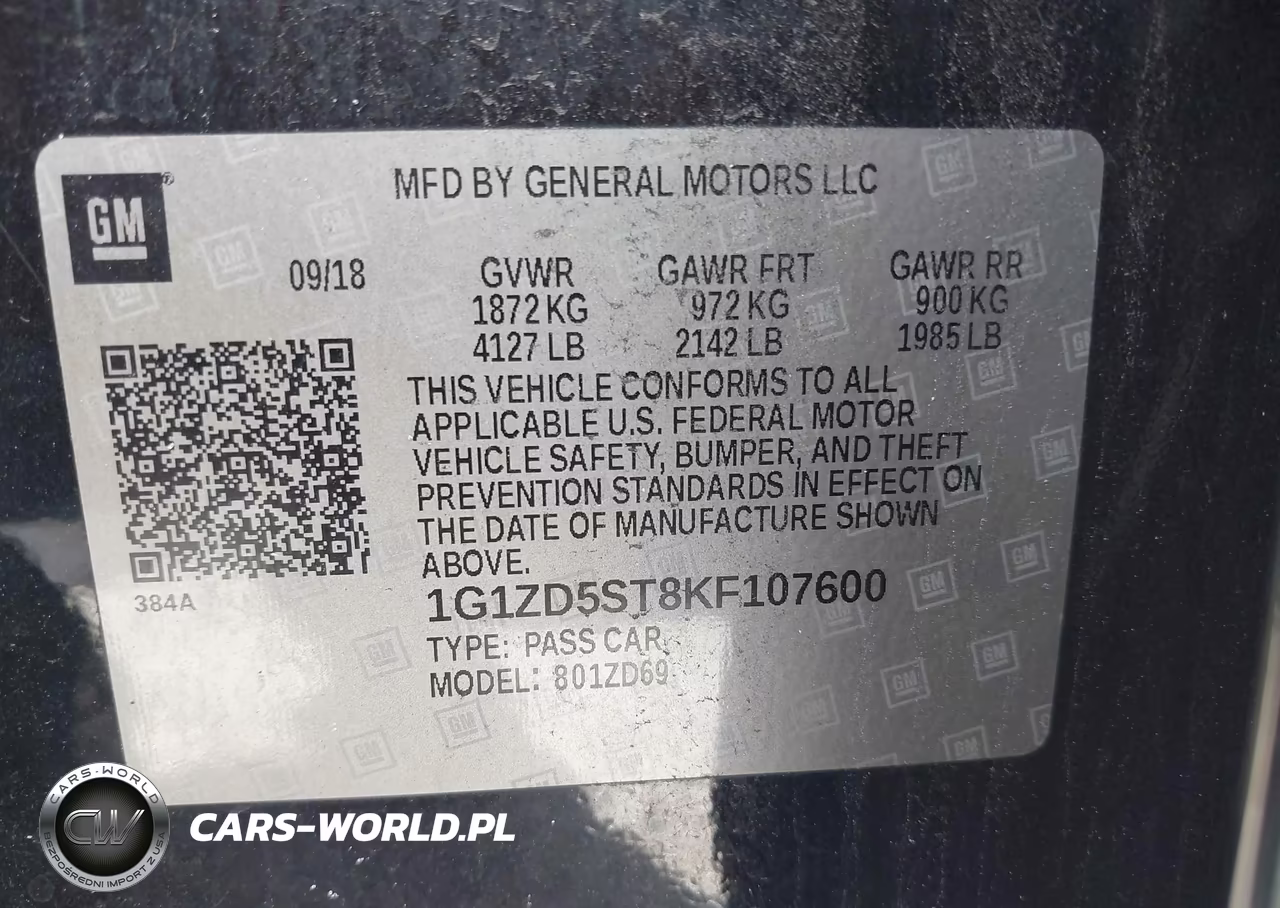 2019 Chevrolet Malibu Lt VIN:1G1ZD5ST8KF107600 - 9