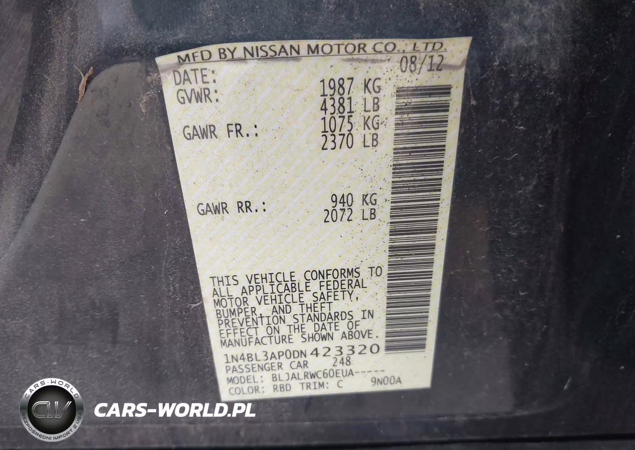 2013 Nissan Altima 3.5 S VIN:1N4BL3AP0DN423320 - 9