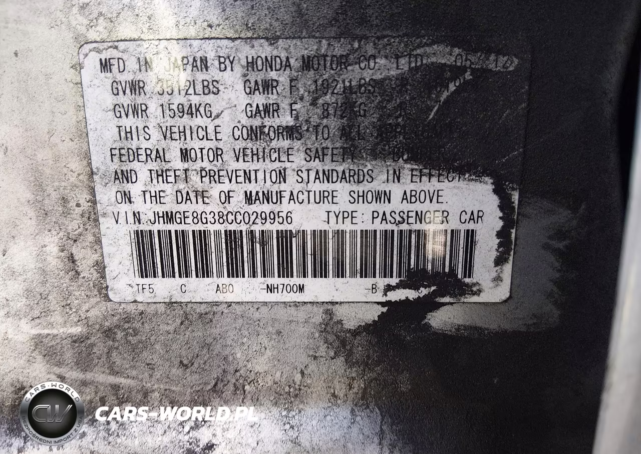 2012 Honda Fit VIN:JHMGE8G38CC029956 - 9
