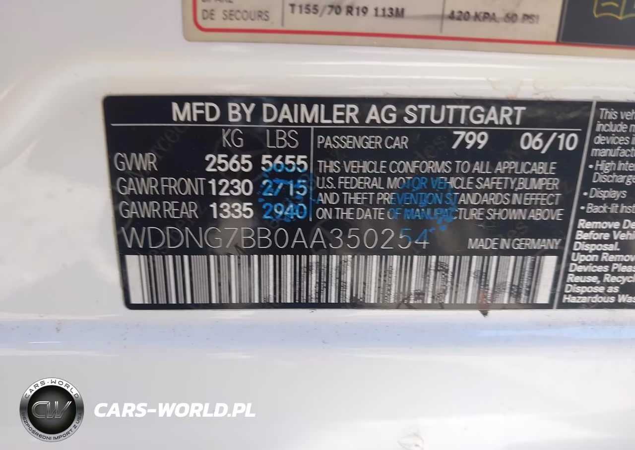 2010 Mercedes-Benz S 550 VIN:WDDNG7BB0AA350254 - 9