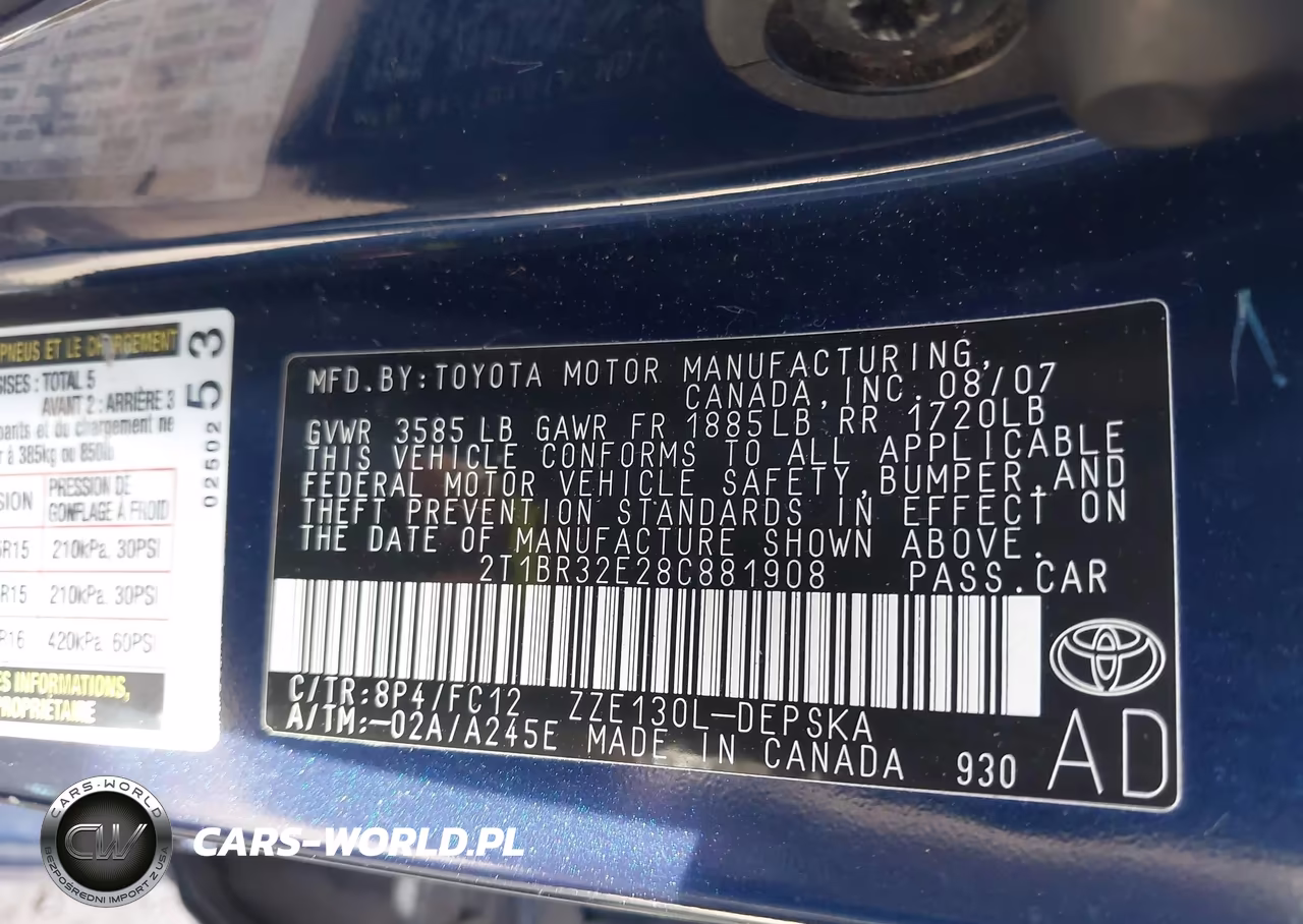 2008 Toyota Corolla S VIN:2T1BR32E28C881908 - 9
