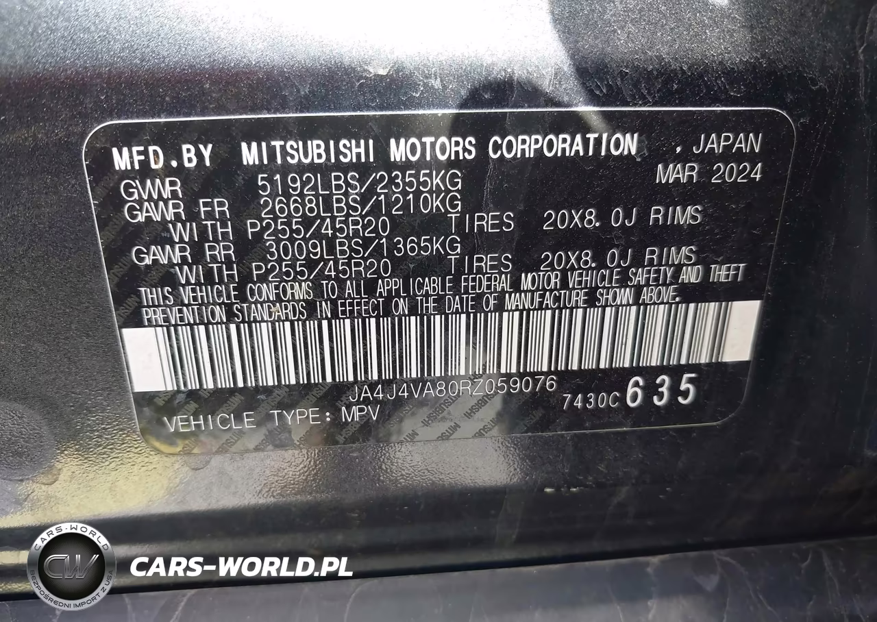 2024 Mitsubishi Outlander Se 2.5 S-Awc-Se Black Edition S-Awc-Se Black Edition W-Pano Roof S-Awc-Se Ralliart S-Awc VIN:JA4J4VA80RZ059076 - 9