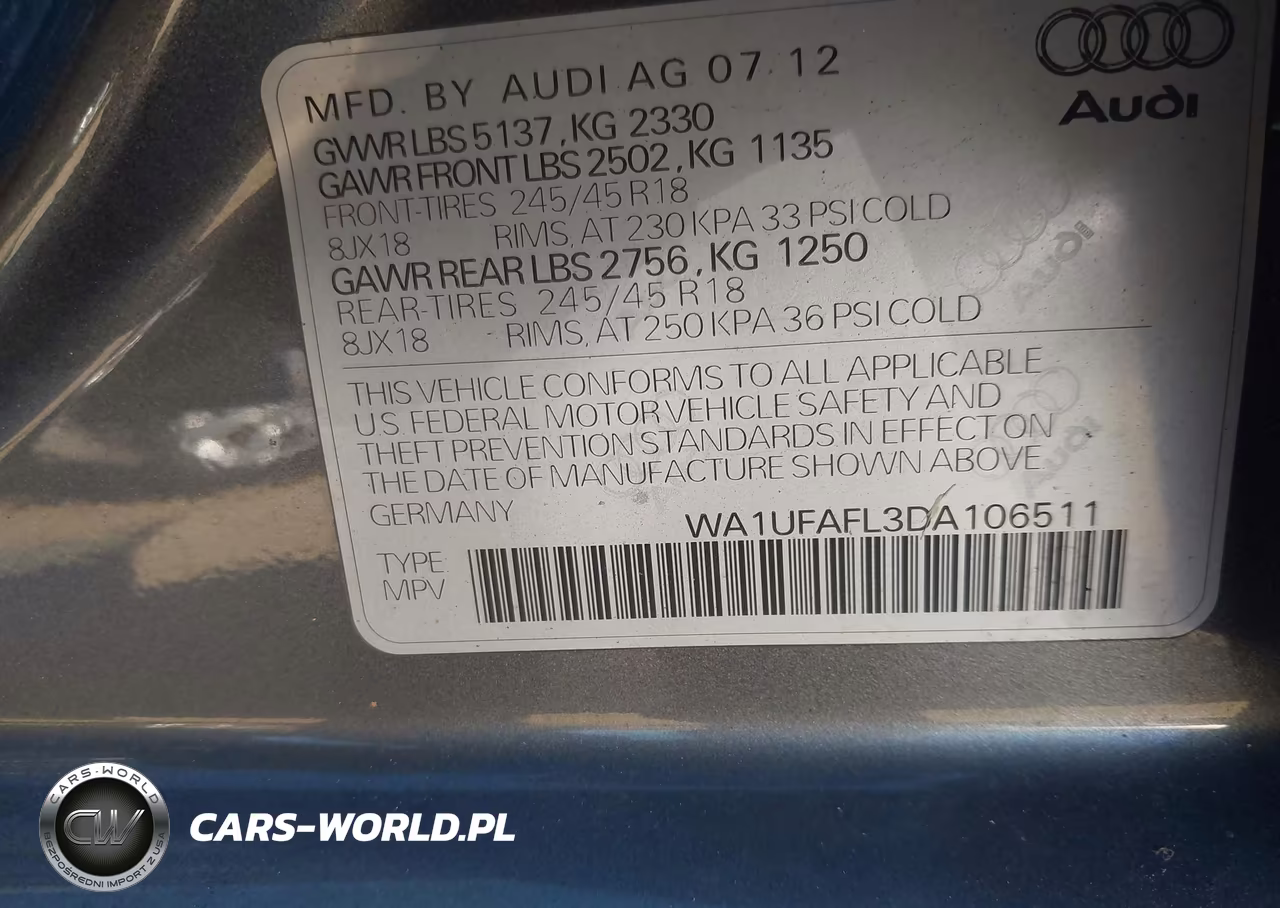 2013 Audi Allroad Premium Plus VIN:WA1UFAFL3DA106511 - 9