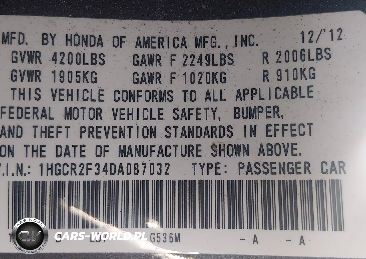 2013 Honda Accord Lx VIN:1HGCR2F34DA087032 - 9