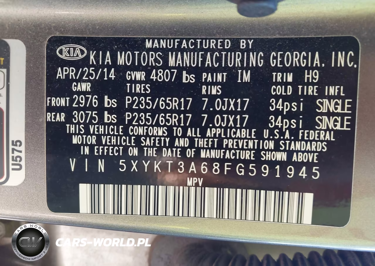 2015 Kia Sorento Lx VIN:5XYKT3A68FG591945 - 9