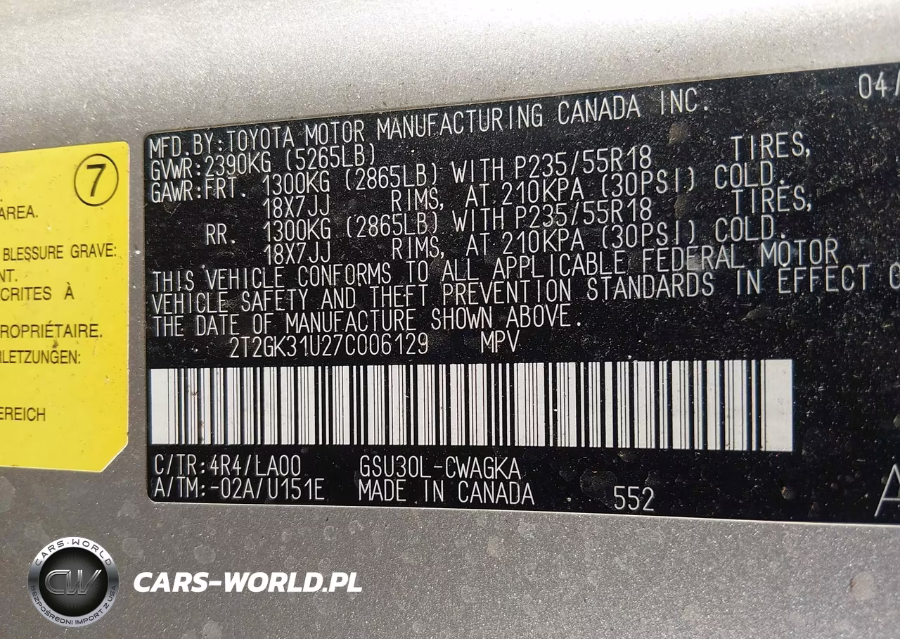 2007 Lexus Rx 350 VIN:2T2GK31U27C006129 - 9